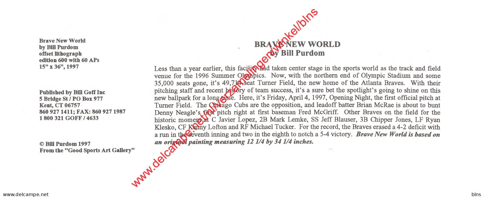 Brave New World By Bill Pudrom - Baseball - 23x9cm - Honkbal