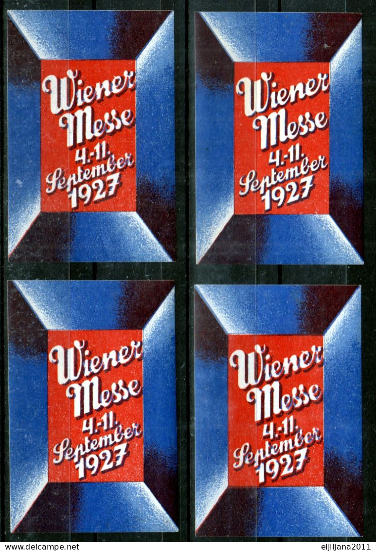 Austria / Österreich 1927 ⁕ Wiener Messe 4-11 September ⁕ 4v MNH Cinderella Vignette Reklamemarke - Erinnophilie