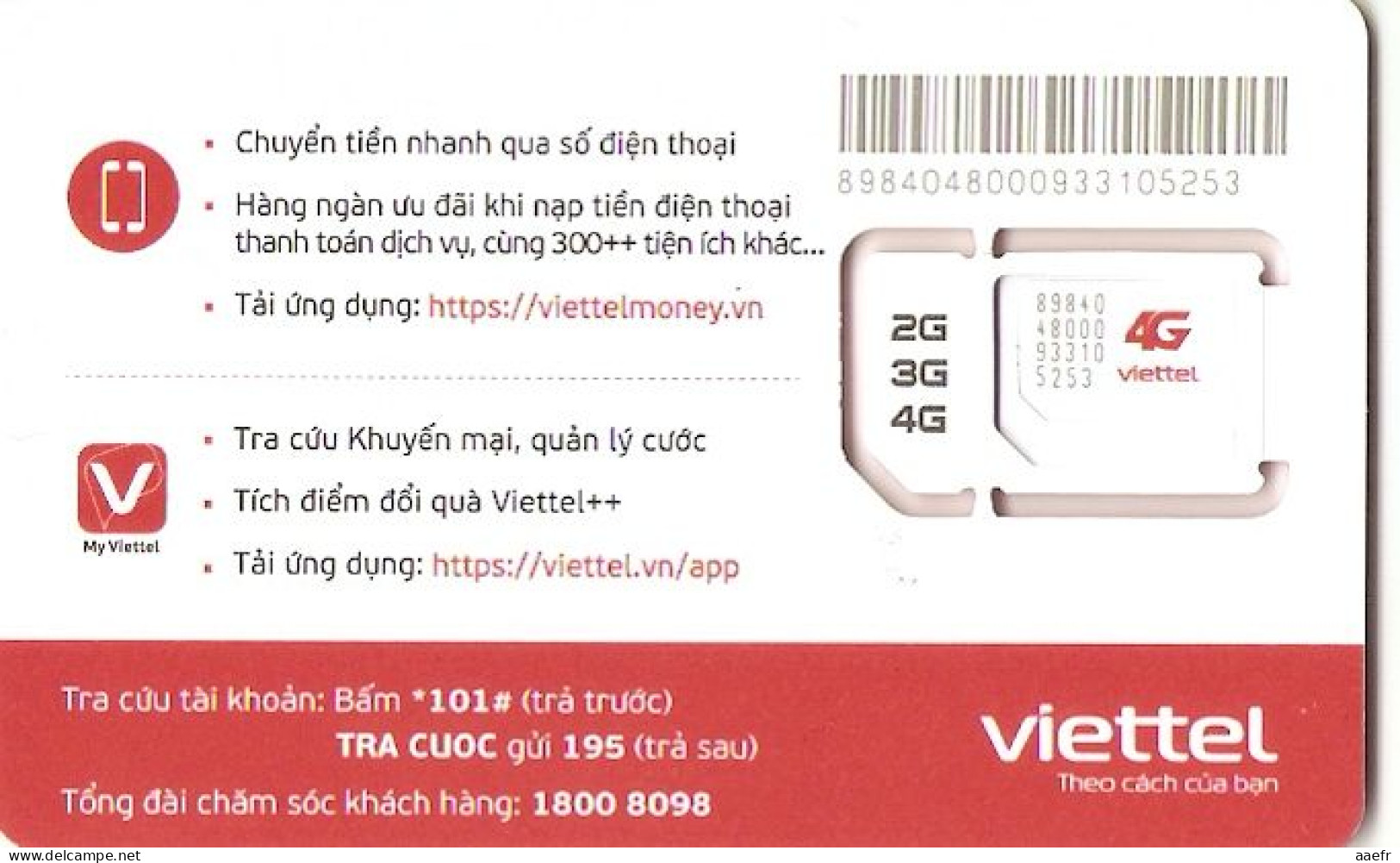 Telecarte Vietnam 2023 -  SIM 4G Viettel - Andere - Azië
