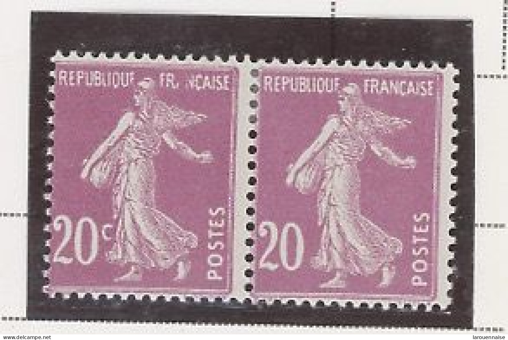 VARIÉTÉ - N° 190  N*  SEMEUSE CAMÉE 20c LILAS - 1 PAIRE =2 VARIÉTÉS !! A GAUCHE "A" ABSENT DANS FRANÇAISE - A DROITE "C" - Unused Stamps