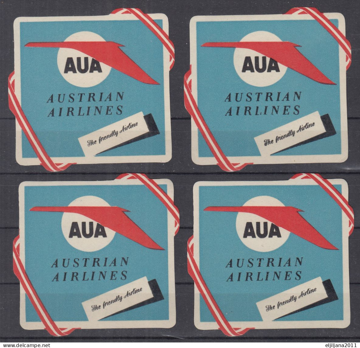 Austria / Österreich ⁕ AUA Austrian Airlines ⁕ 4v MNH Cinderella - Vignette / STICKERS - Erinnophilie