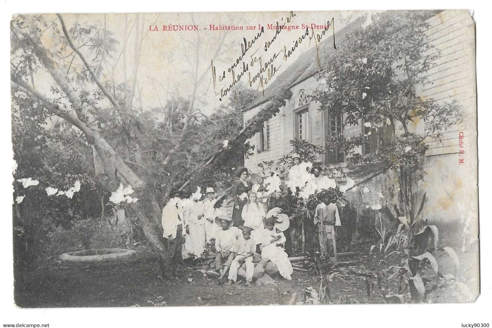 TAMPON LA REUNION A MARSEILLE LV N° 4 - 2 DECEMBRE 1903 - SUR CARTE POSTALE SAINT DENIS - Saint Denis