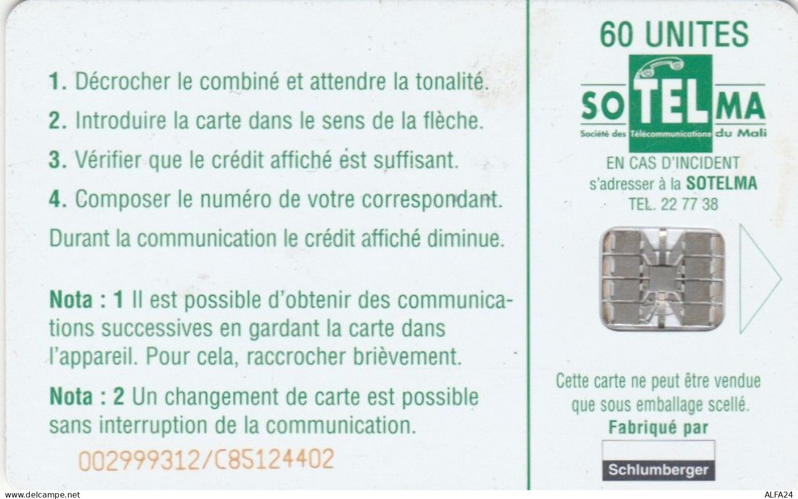 PHONE CARD MALI (E51.30.6 - Mali