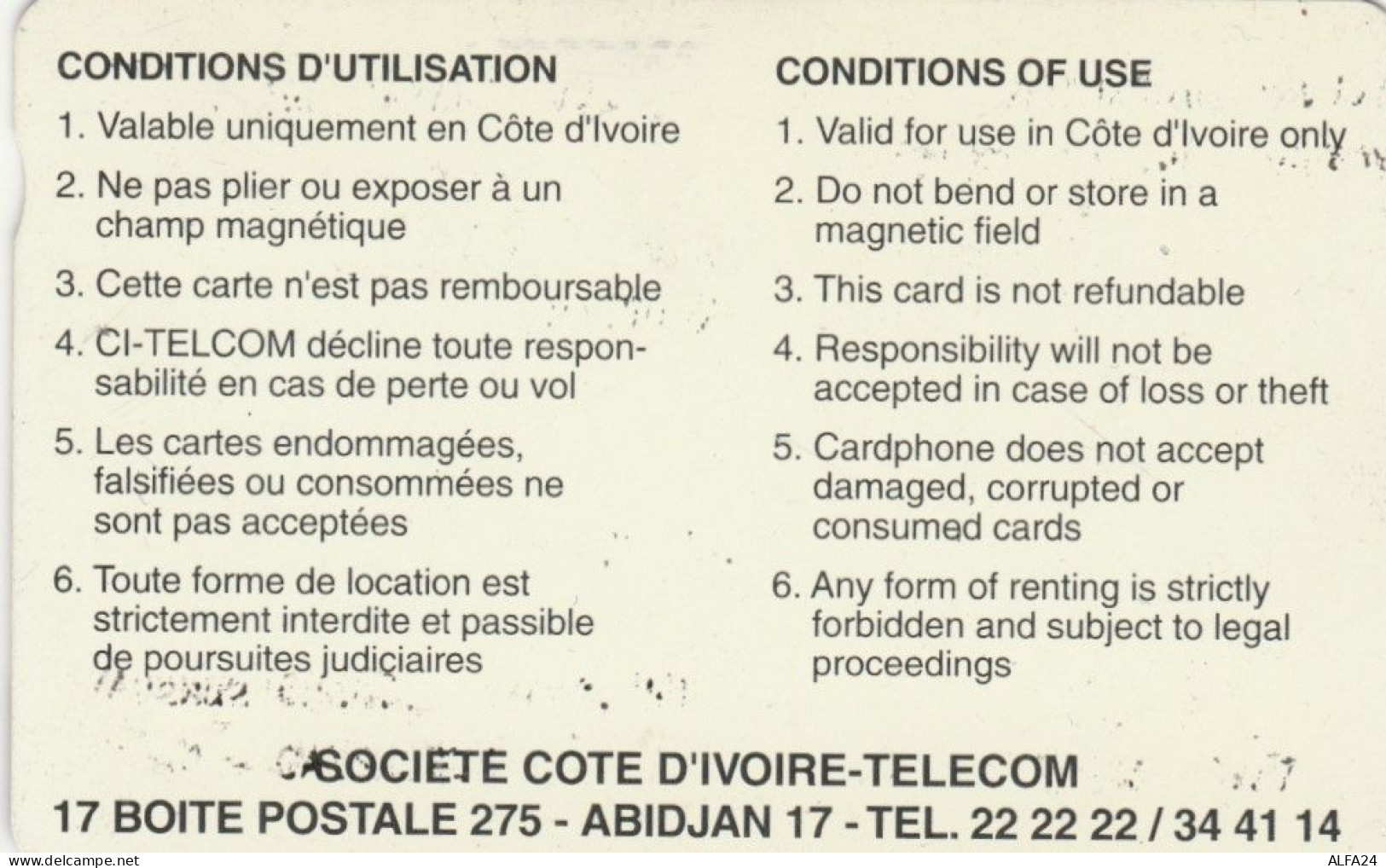 PHONE CARD COSTA D'AVORIO (E51.18.6 - Côte D'Ivoire