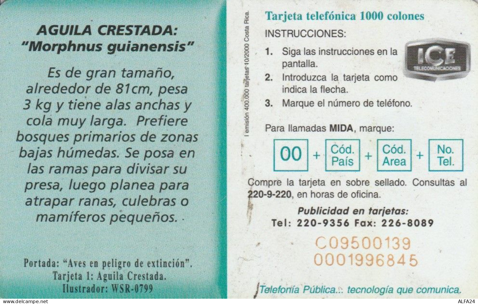 PHONE CARD COSTA RICA (E51.16.5 - Costa Rica