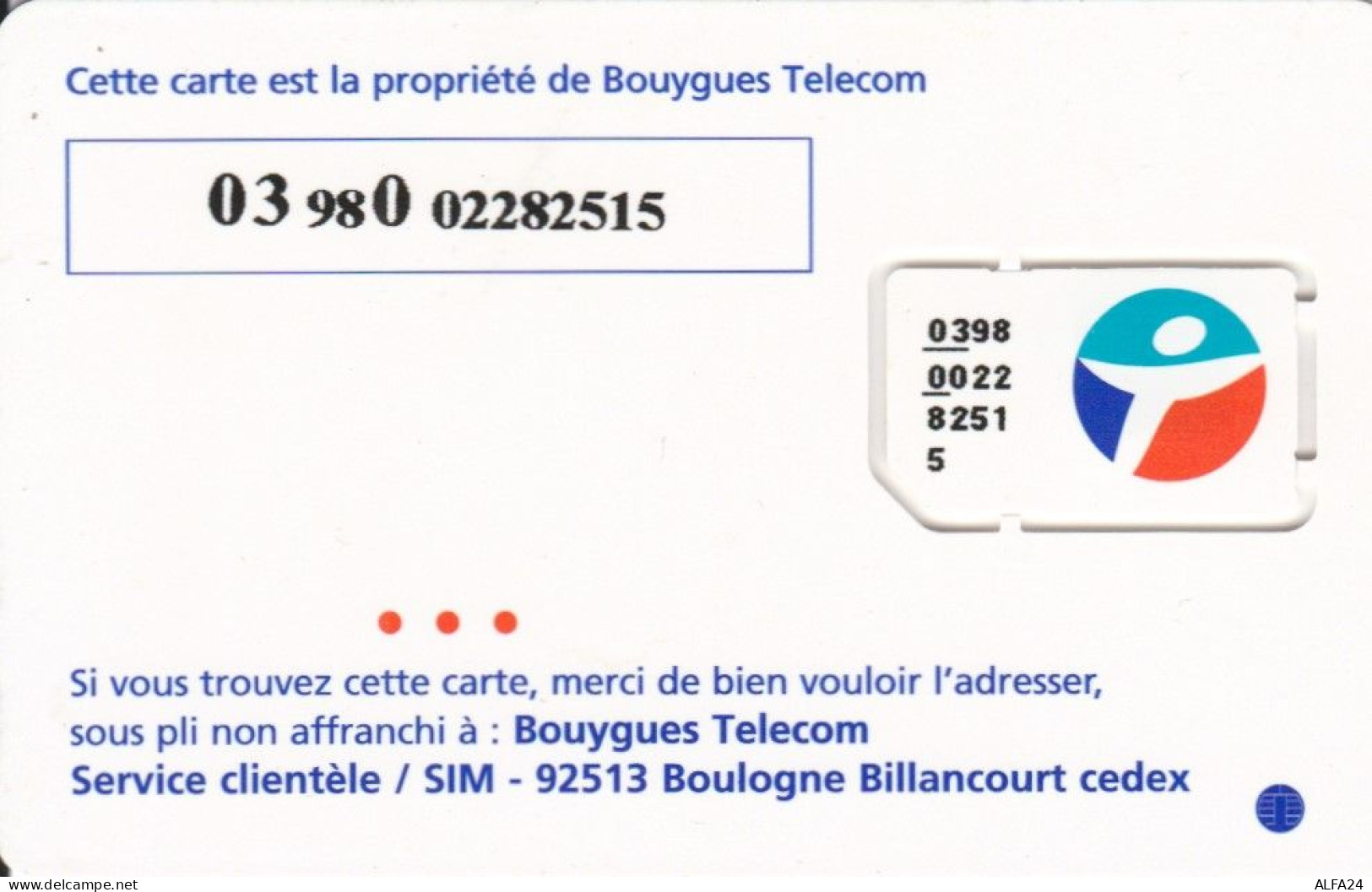 SIM WITH GSM FRANCIA (E51.4.7 - Prepaid: Mobicartes