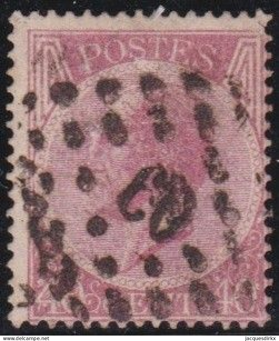 Belgie  .   OBP    .    20-A     .    O     .   Gestempeld     .   /   .    Oblitéré - 1865-1866 Profilo Sinistro