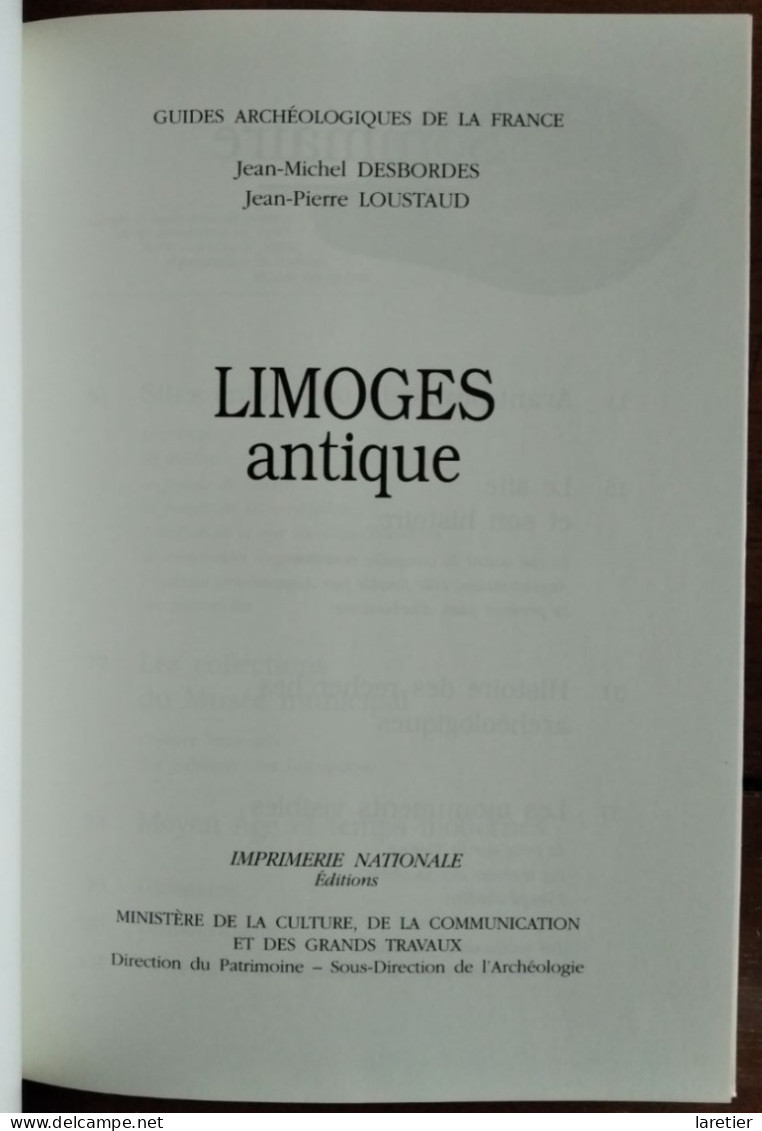 LIMOGES ANTIQUE - Guides Archéologiques De La France - J.M. Desbordes Et J.P. Loustaud - Haute-Vienne (87) - Limousin