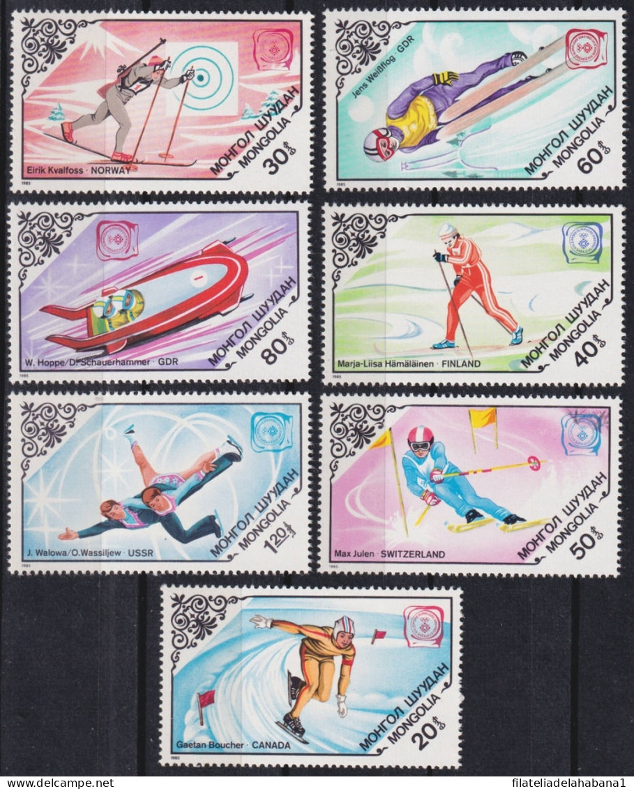 F-EX46857 MONGOLIA MNH 1985 WINTER OLYMPIC SARAJEVO SKIING SKATING SINGLE SKI.  - Winter 1984: Sarajevo