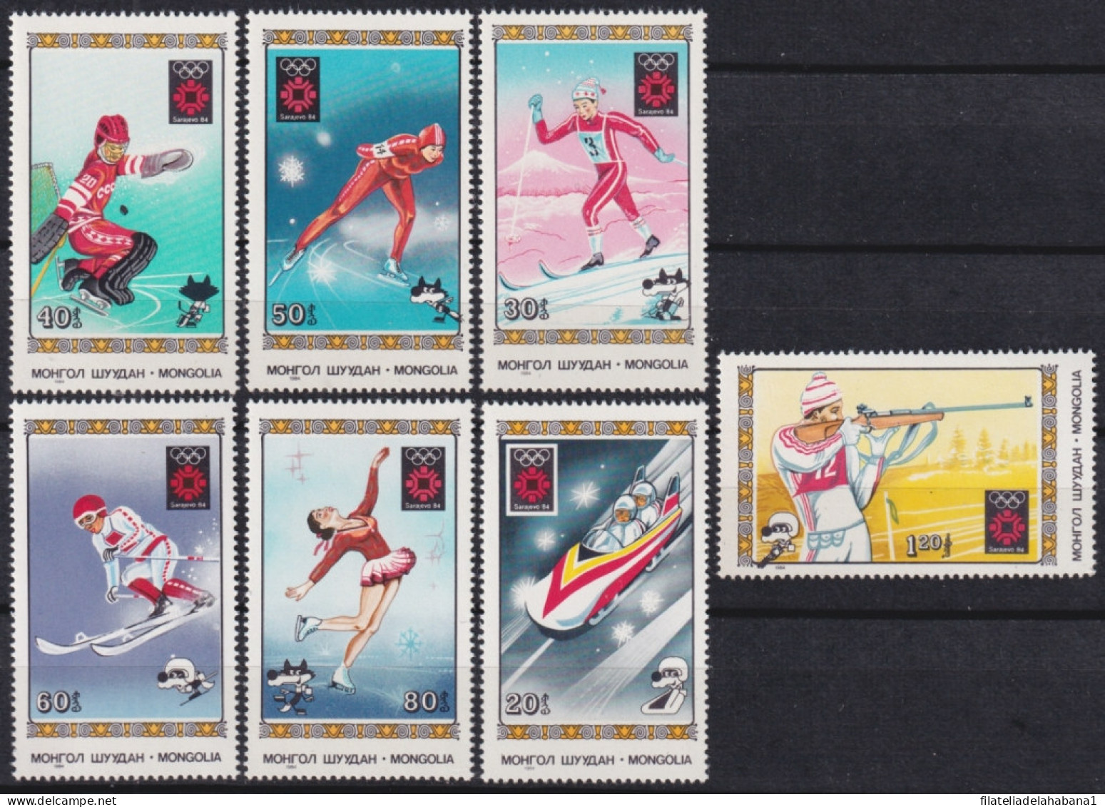 F-EX46852 MONGOLIA MNH 1984 SARAJEVO WINTER OLYMPIC GAMES SKI SKATING.   - Winter 1984: Sarajevo