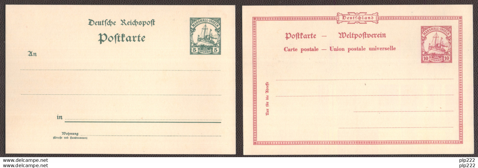 Isole Marshall 1900 2 Postal Card "Postkarte" 5-10pf. VF - Marshall Islands