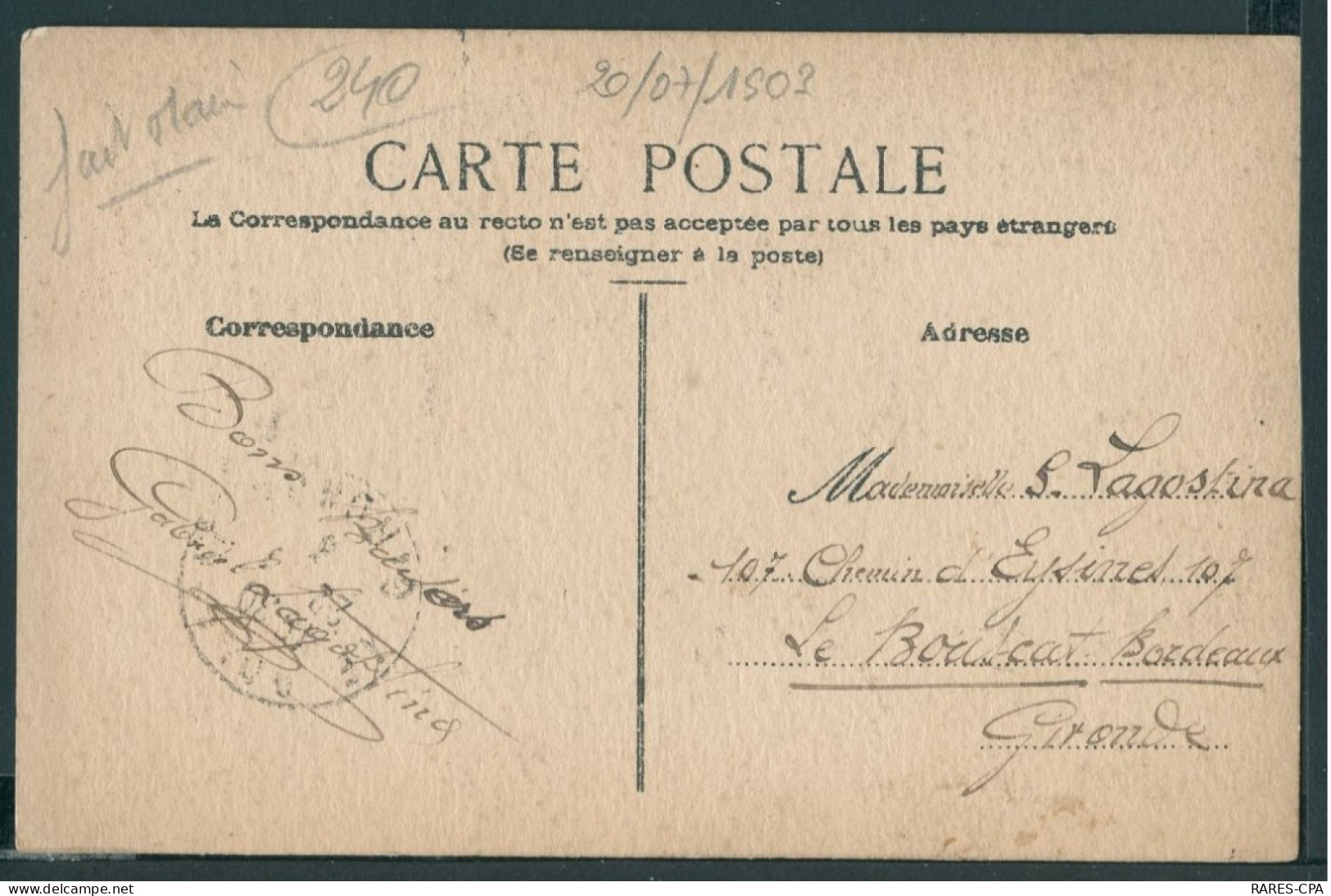 GABRIEL LAGOSTINA - LE TEMPS D'UNE PAUSE - 1903 - FAIT MAIN - Otros & Sin Clasificación