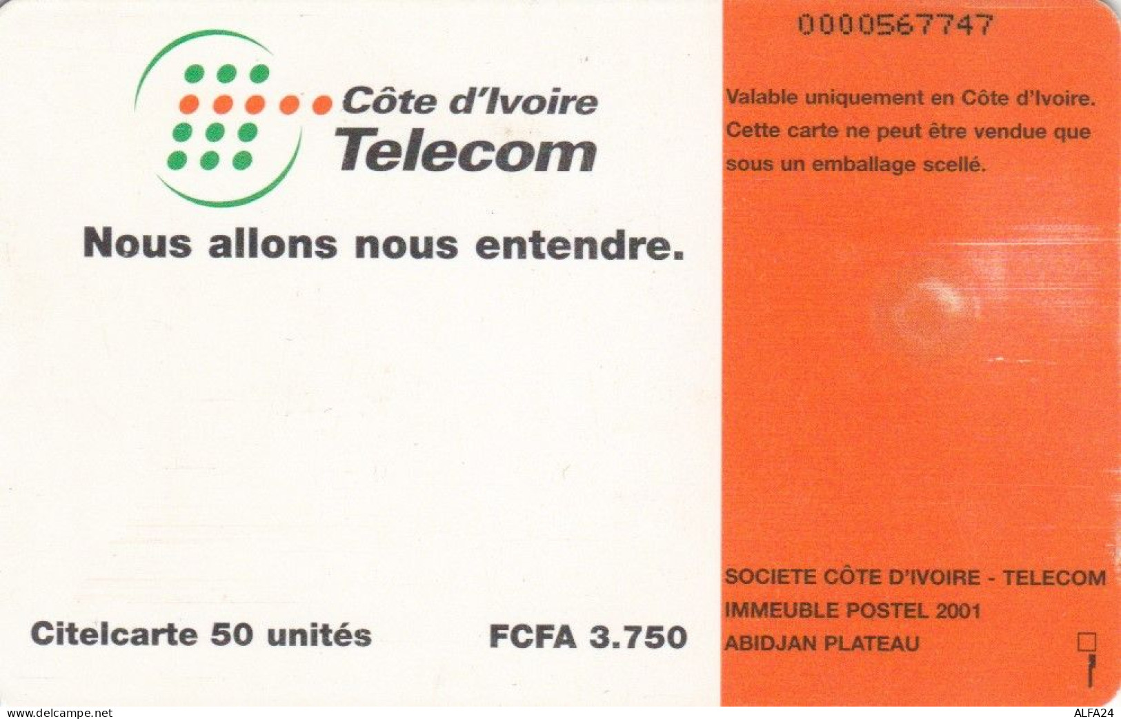PHONE CARD COSTA AVORIO (E52.11.5 - Costa D'Avorio