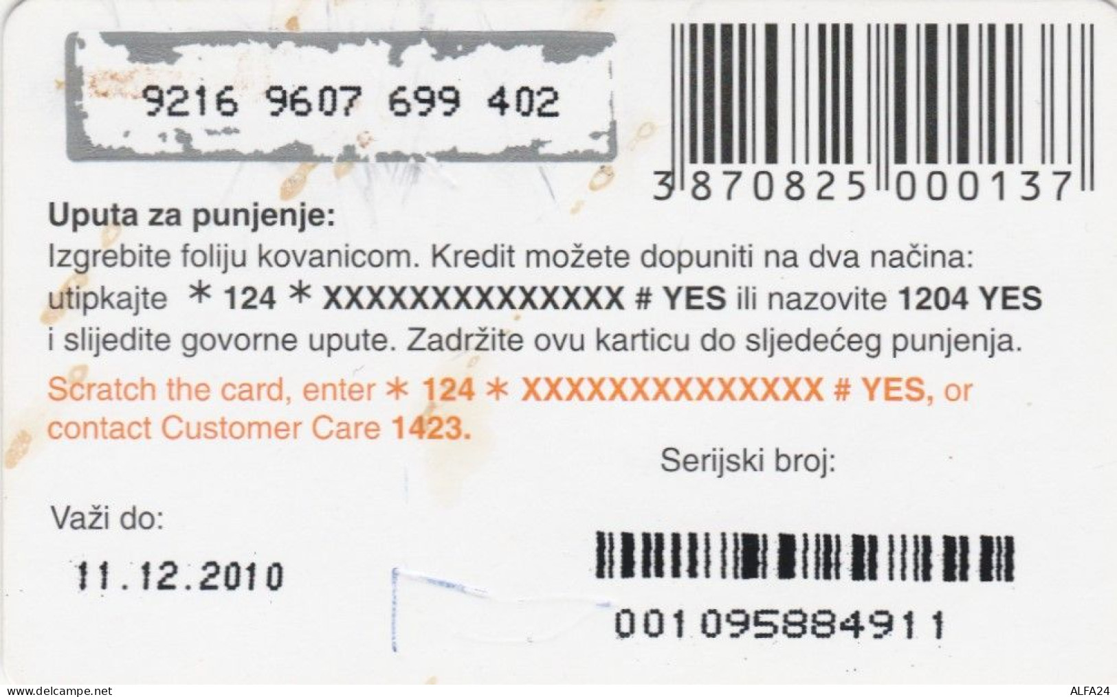 PREPAID PHONE CARD BOSNIA HERZEGOVINA (E52.16.6 - Bosnia