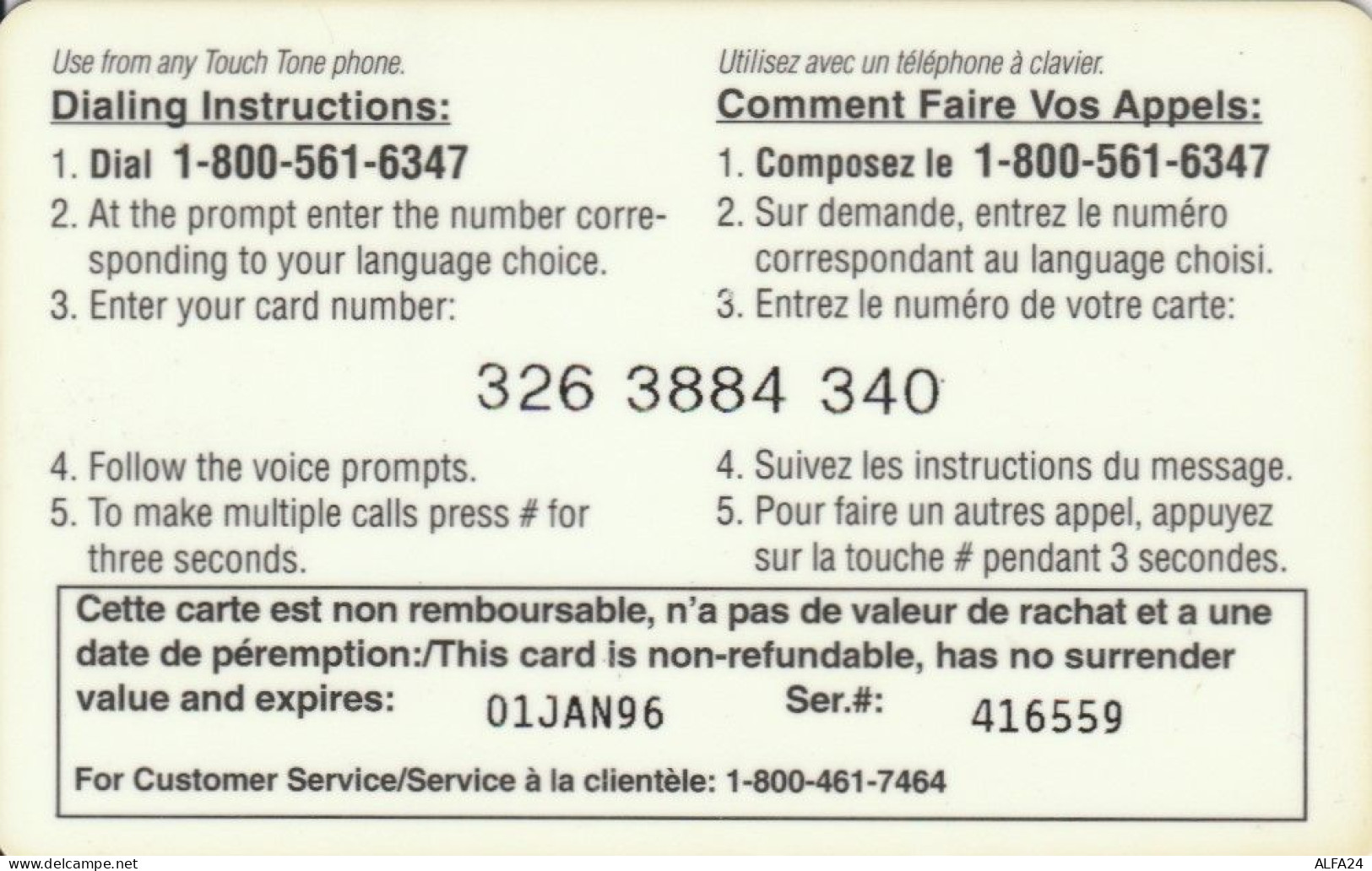 PREPAID PHONE CARD CANADA (E52.9.7 - Kanada