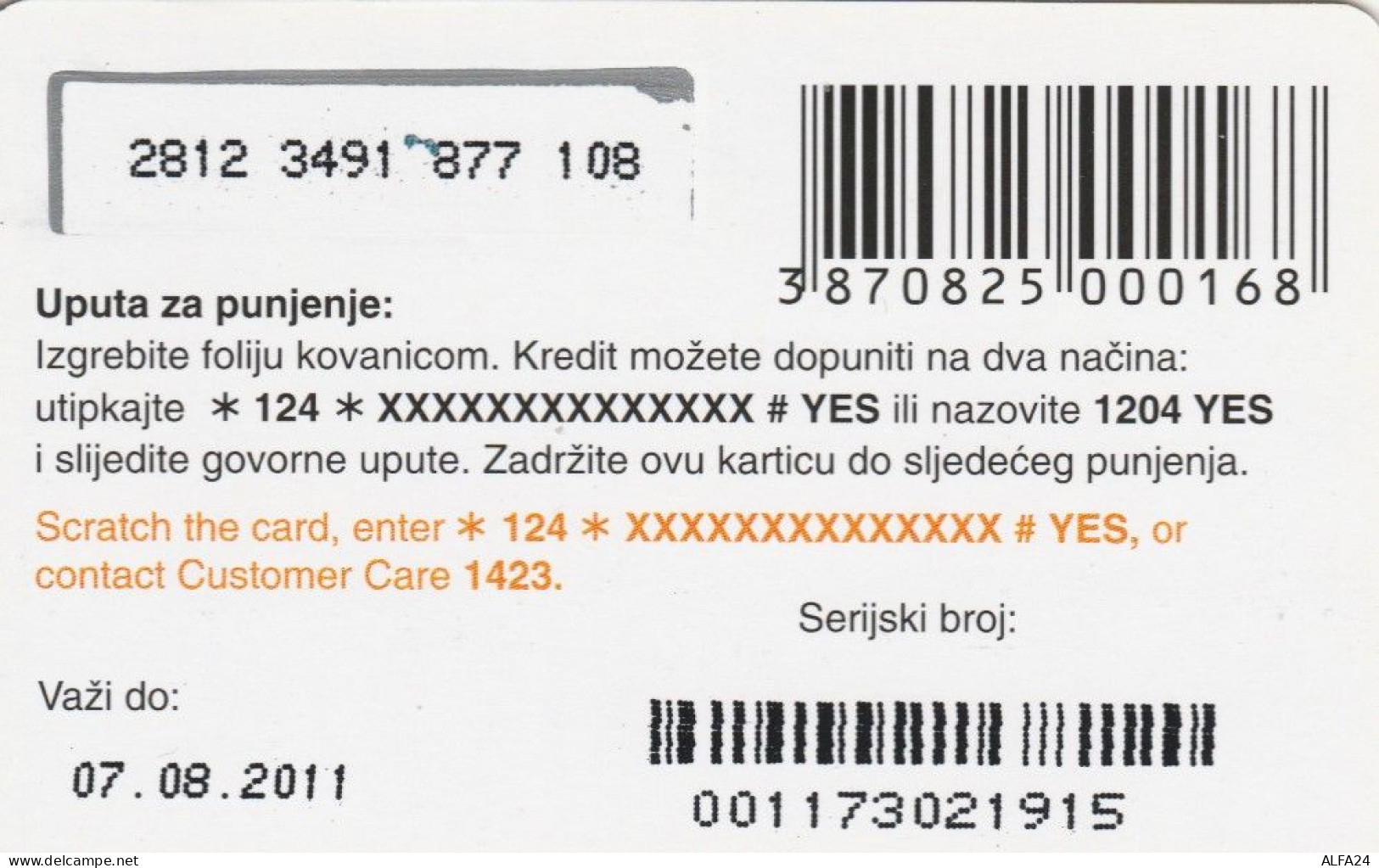 PREPAID PHONE CARD BOSNIA HERZEGOVINA (E52.16.5 - Bosnië