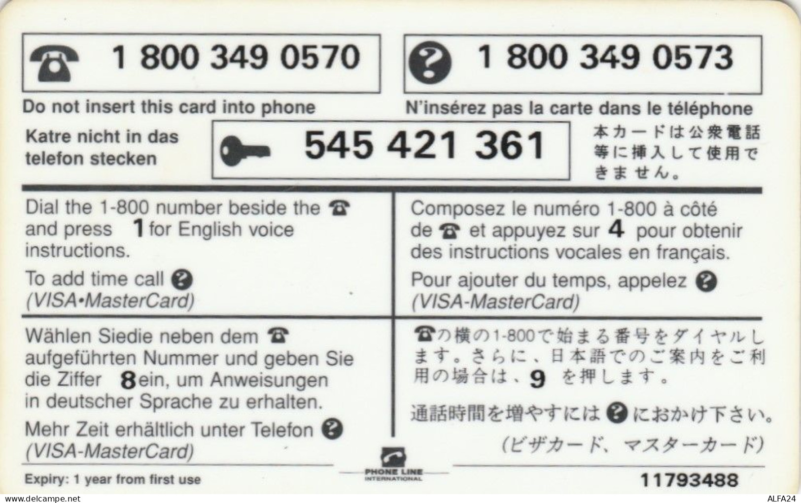 PREPAID PHONE CARD CANADA (E52.9.6 - Kanada