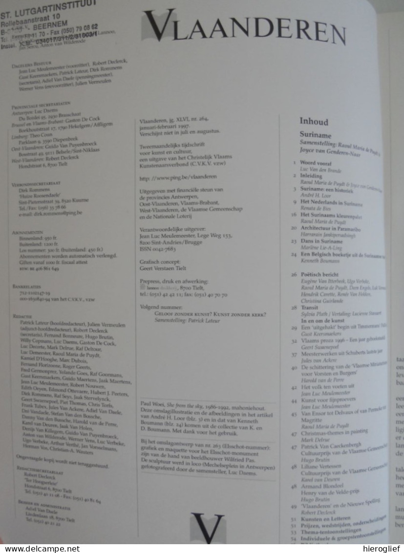 SURINAME Themanummer 264 Tijdschrift Vlaanderen 1997 Historiek / Nederlands / Architectuur Paramaribo / Dans / Kleuren - Geschiedenis