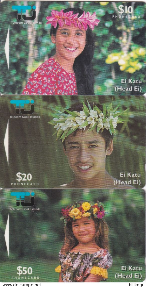 COOK ISLANDS(GPT) - Set Of 3 Cards, Ei Katu, CN : 02CIC-02CID-02CIE, Tirage 10000, Mint - Iles Cook