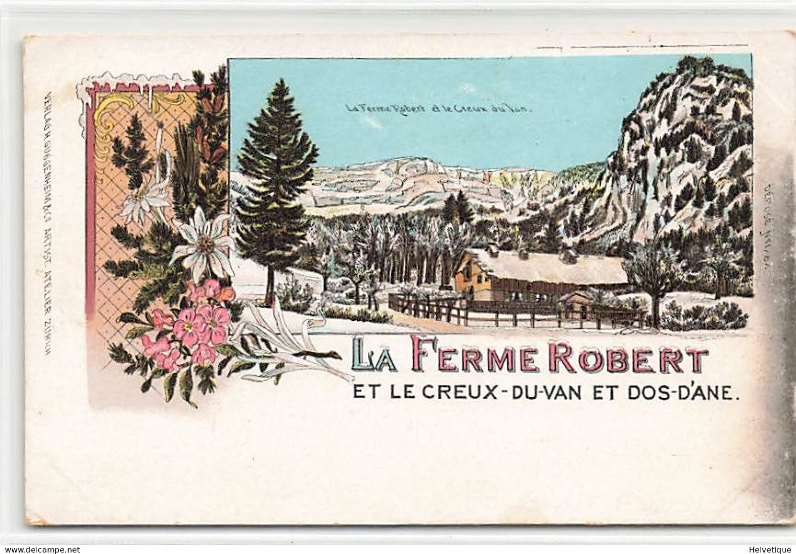 La Ferme Robert Et Le Creux Du Van Et Dos-D'âne Litho En Hiver - Gorgier