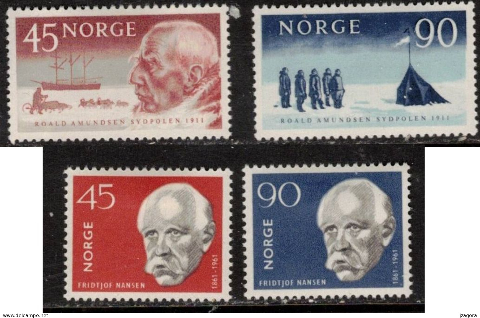 NORTH POLE  AMUNDSEN NANSEN ARKTIS NORWAY NORGE NORWEGEN NORVÈGE 1961 MH(*) MI SC 460 463 YV YT 417 420 - Expéditions Arctiques