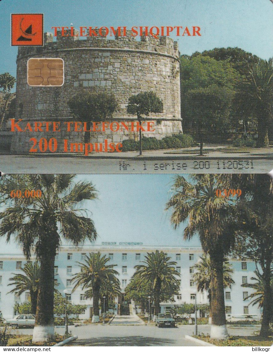 ALBANIA - Castle, Albtelecom Telecard 200 Units, Tirage 60000, 03/99, Used - Albanie