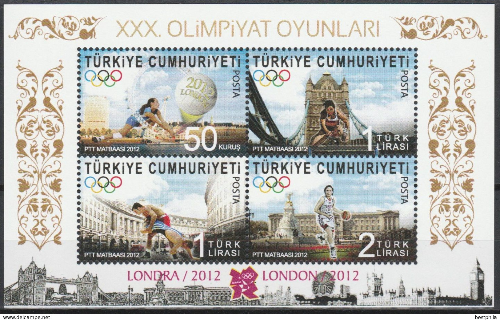 Turkey, Türkei - 2012 - XXX. Olympic Games * London 2012 - 1.Mini S/Sheet ** MNH - Nuevos