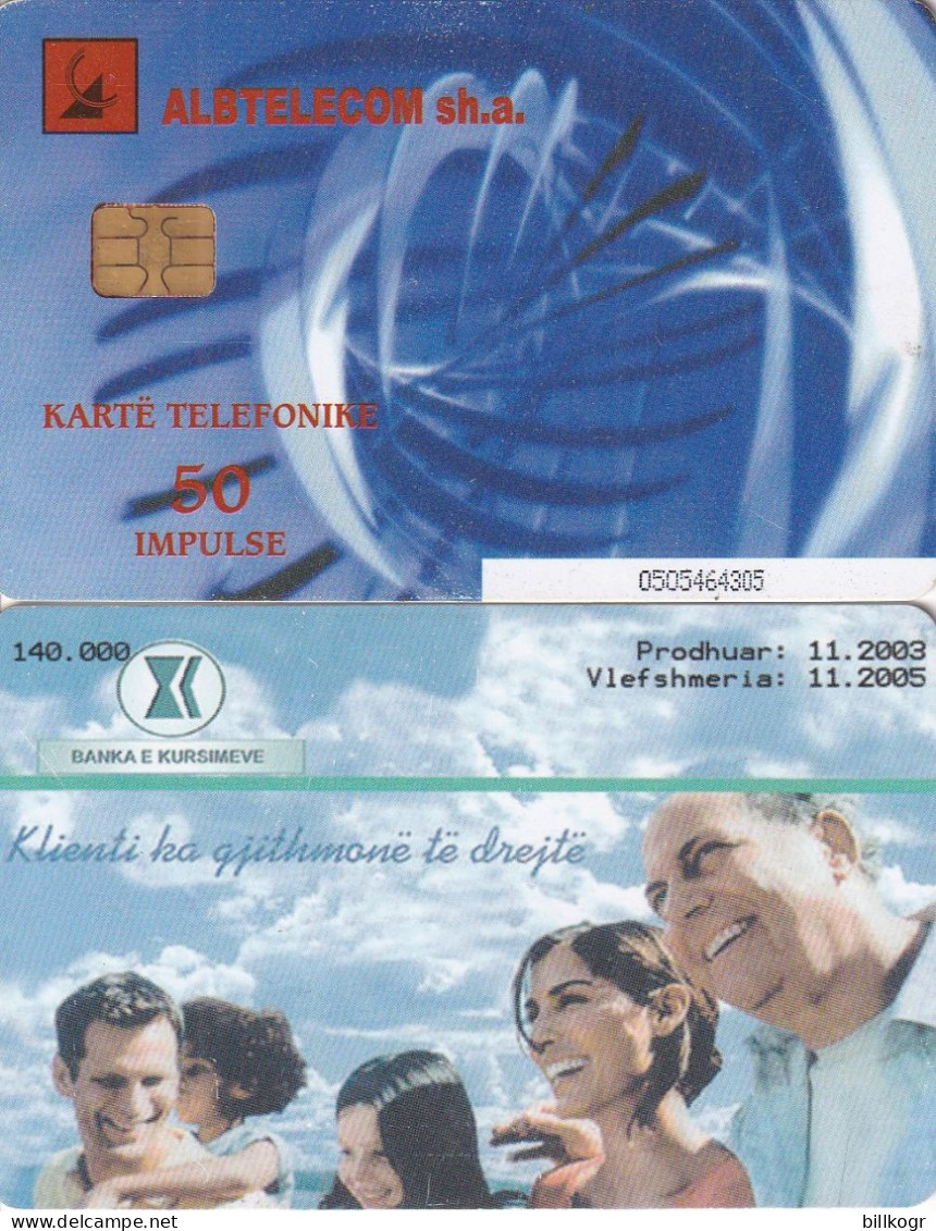 ALBANIA - Raiffeisen Bank, Albtelecom Telecard 50 Units, 11/03, Used - Albanie