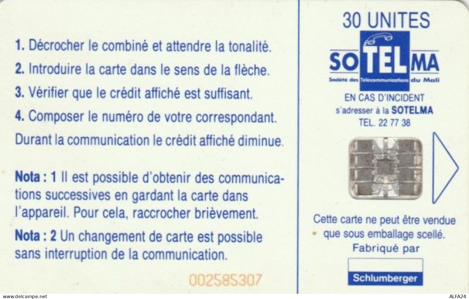 PHONE CARD- MALI (E56.8.6 - Malí