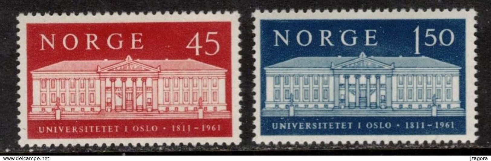 UNIVERSITÄT UNIVERSITY OF OSLO  NORWAY NORGE NORWEGEN 1961 MI  SC 458 459  MH(*) EDUCATION ARCHITECTURE - Unused Stamps