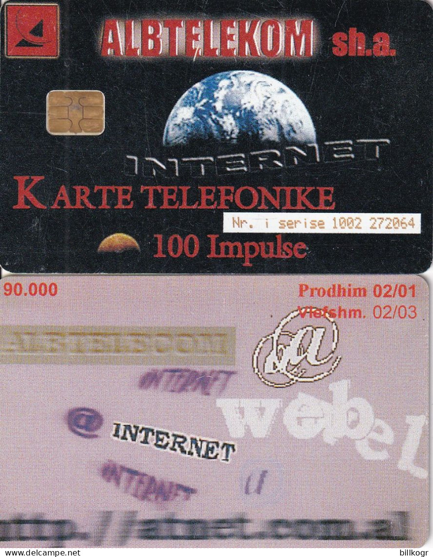 ALBANIA - Internet, Albtelecom Telecard 100 Units, Tirage 90000, 02/01, Used - Albanie