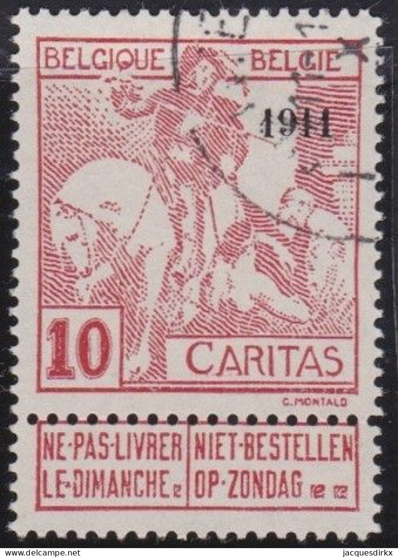 Belgie  .   OBP    .    98     .    O     .   Gestempeld     .   /   .    Oblitéré - 1910-1911 Caritas