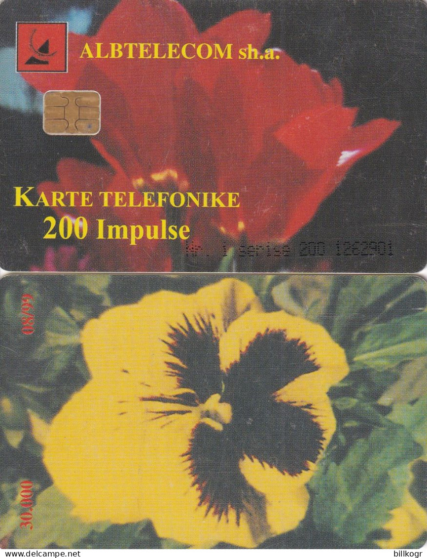 ALBANIA - Flower, Albtelecom Telecard 200 Units, Tirage 30000, 08/99, Used - Albanie