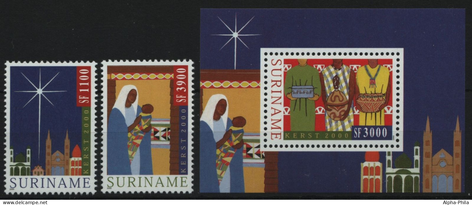 Surinam 2000 - Mi-Nr. 1750-1751 & Block 81 ** - MNH - Weihnachten / X-mas - Suriname