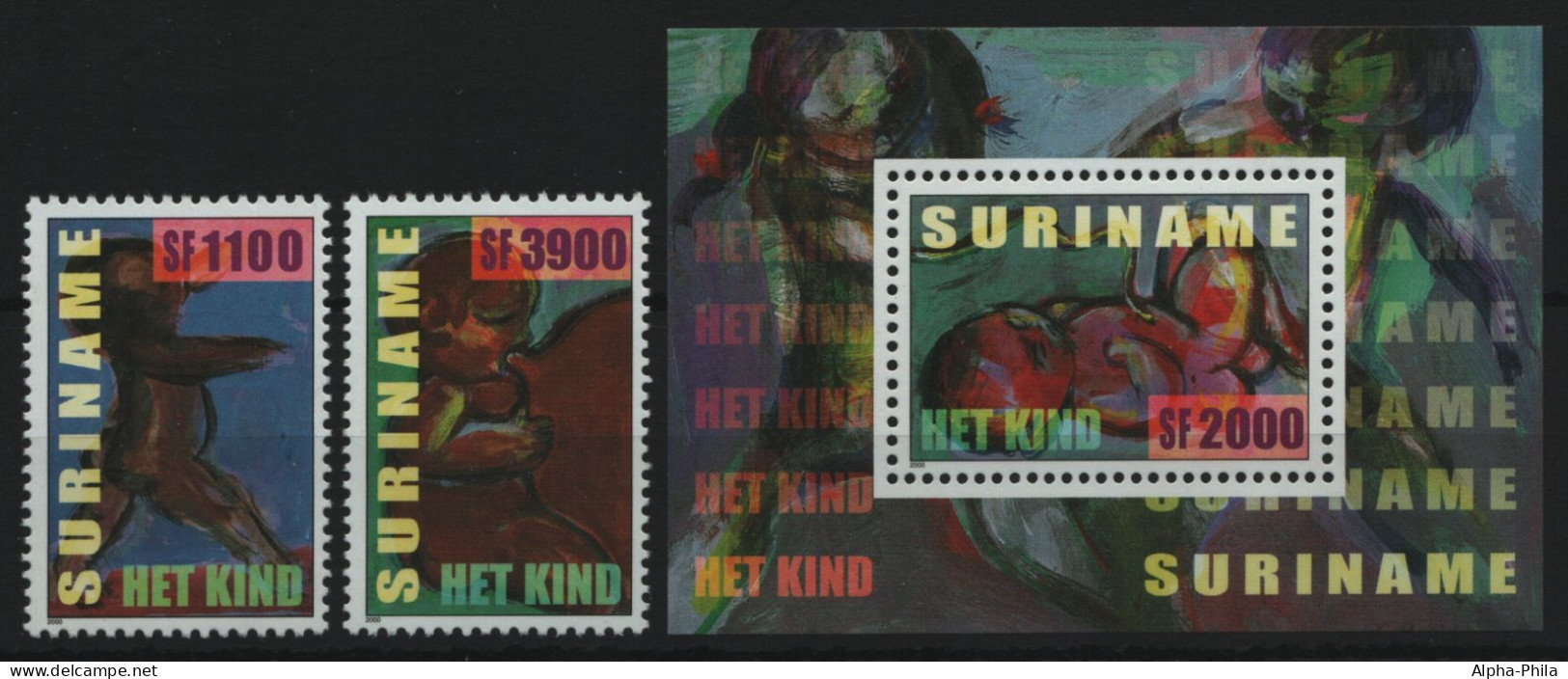 Surinam 2000 - Mi-Nr. 1757-1758 & Block 83 ** - MNH - Für Das Kind - Suriname