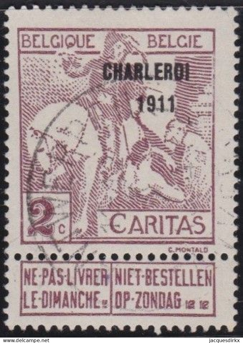 Belgie  .   OBP    .    102     .    O     .   Gestempeld     .   /   .    Oblitéré - 1910-1911 Caritas
