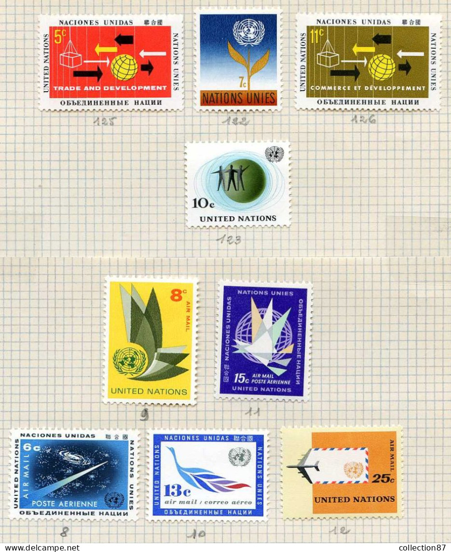 Réf 79 < NATIONS UNIES < Collection De 60 Valeurs + 1 Bloc Entre Yv. N° 68 Et 126 * Neuf * MH * < Cote 40.00 € - O.N.U. - Unused Stamps