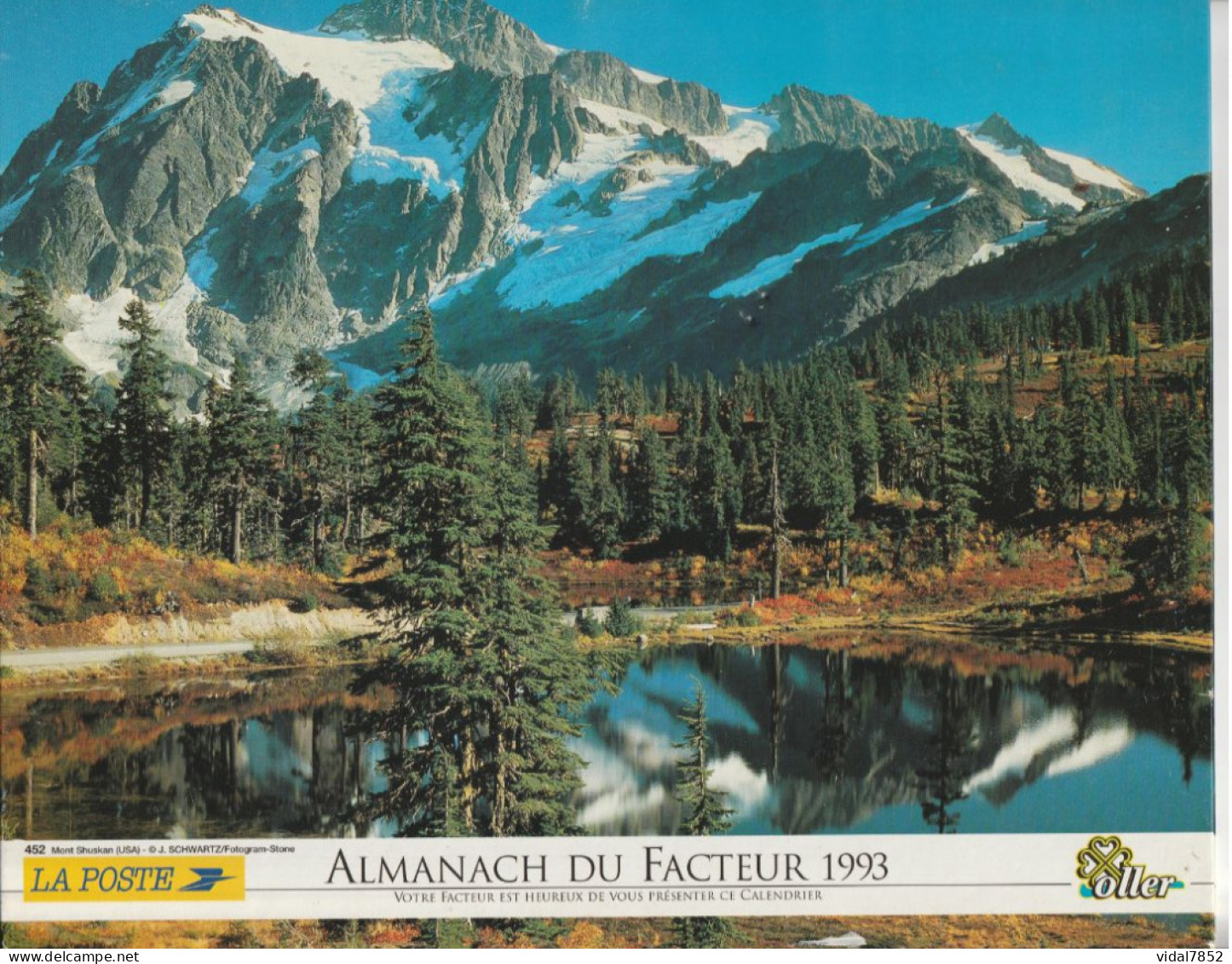 Calendrier-Almanach Des P.T.T 1993 -Vallée De Manigod (74) Mont Shuskan (USA) - Département AIN-01-Référence 452 - Groot Formaat: 1991-00