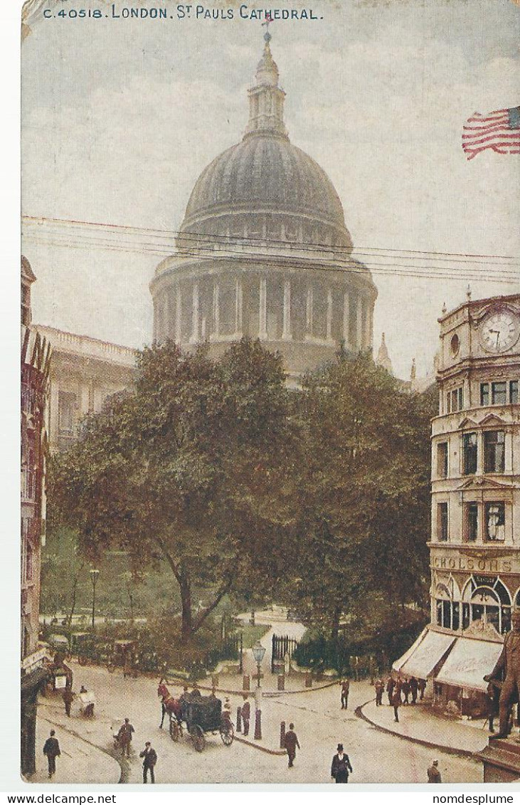 28794) GB UK London By Photochrome St Pauls Catedral Church USA Flag - St. Paul's Cathedral