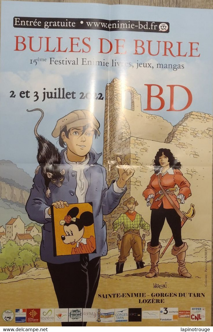 Affiche KRAEHN Jean-Charles Festival BD Sainte-Enimie 2022 (Bout D'homme...) - Afiches & Offsets
