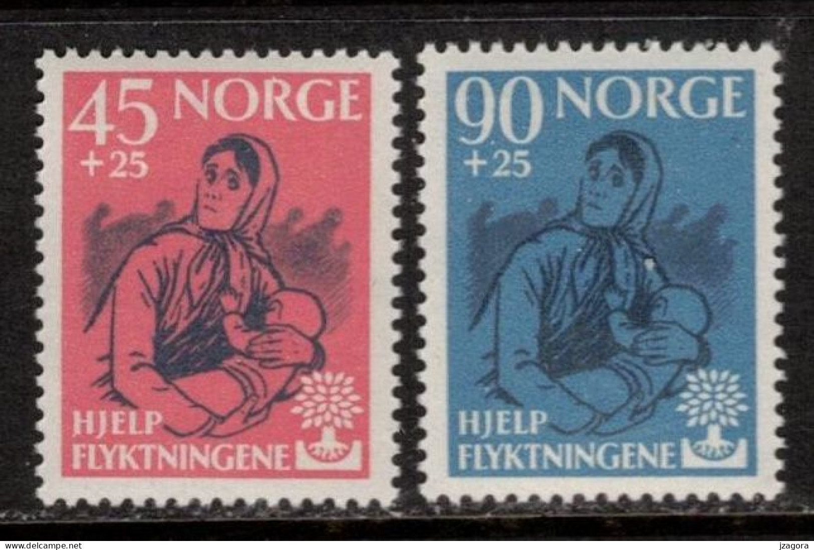 REFUGEES RÉFUGIÉS REFUGIADOS FLÜCHTLINGEN RIFUGIATI  NORWAY NORGE NORWEGEN NORVÈGE 1960 MH(*) MI SC  442 443 YT 400 401 - Refugiados