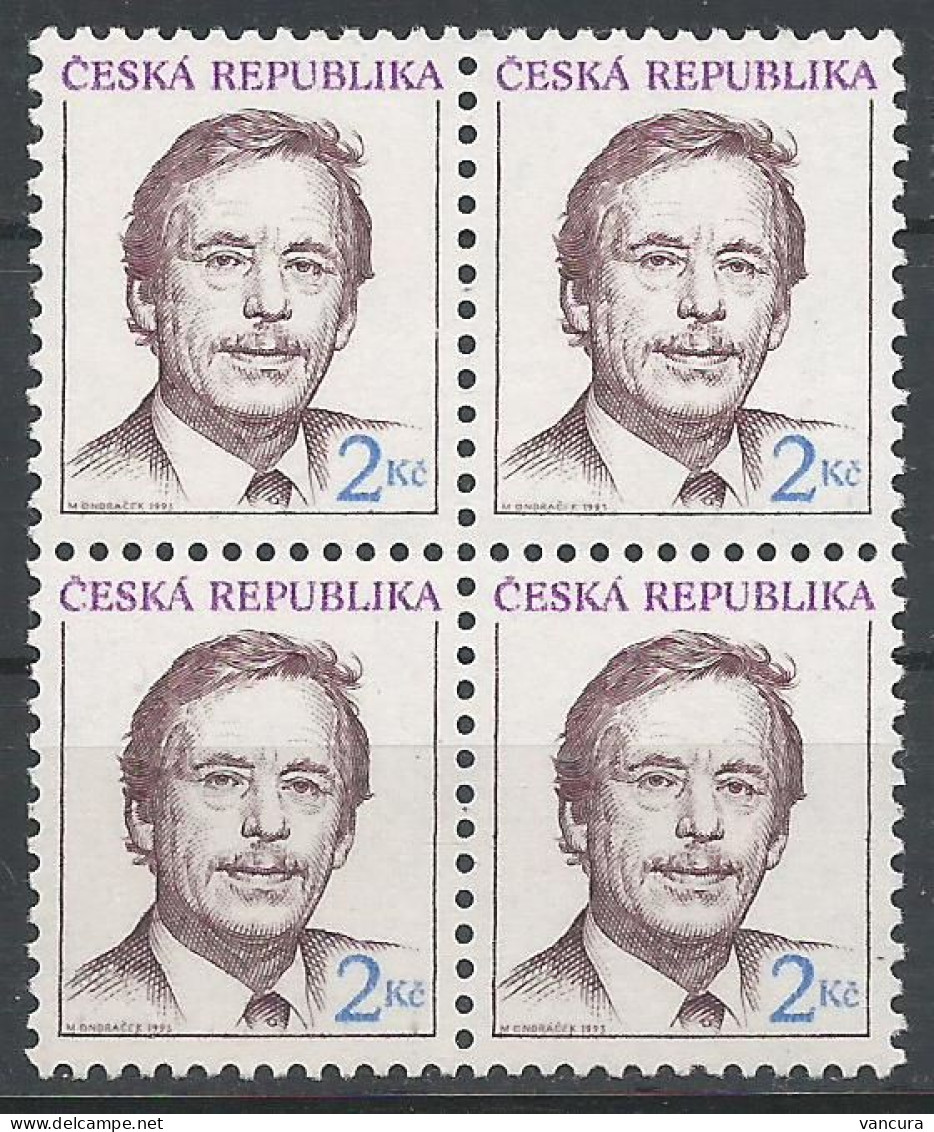 ** 3 Czech Republic Vaclav Havel 1993 - Unused Stamps