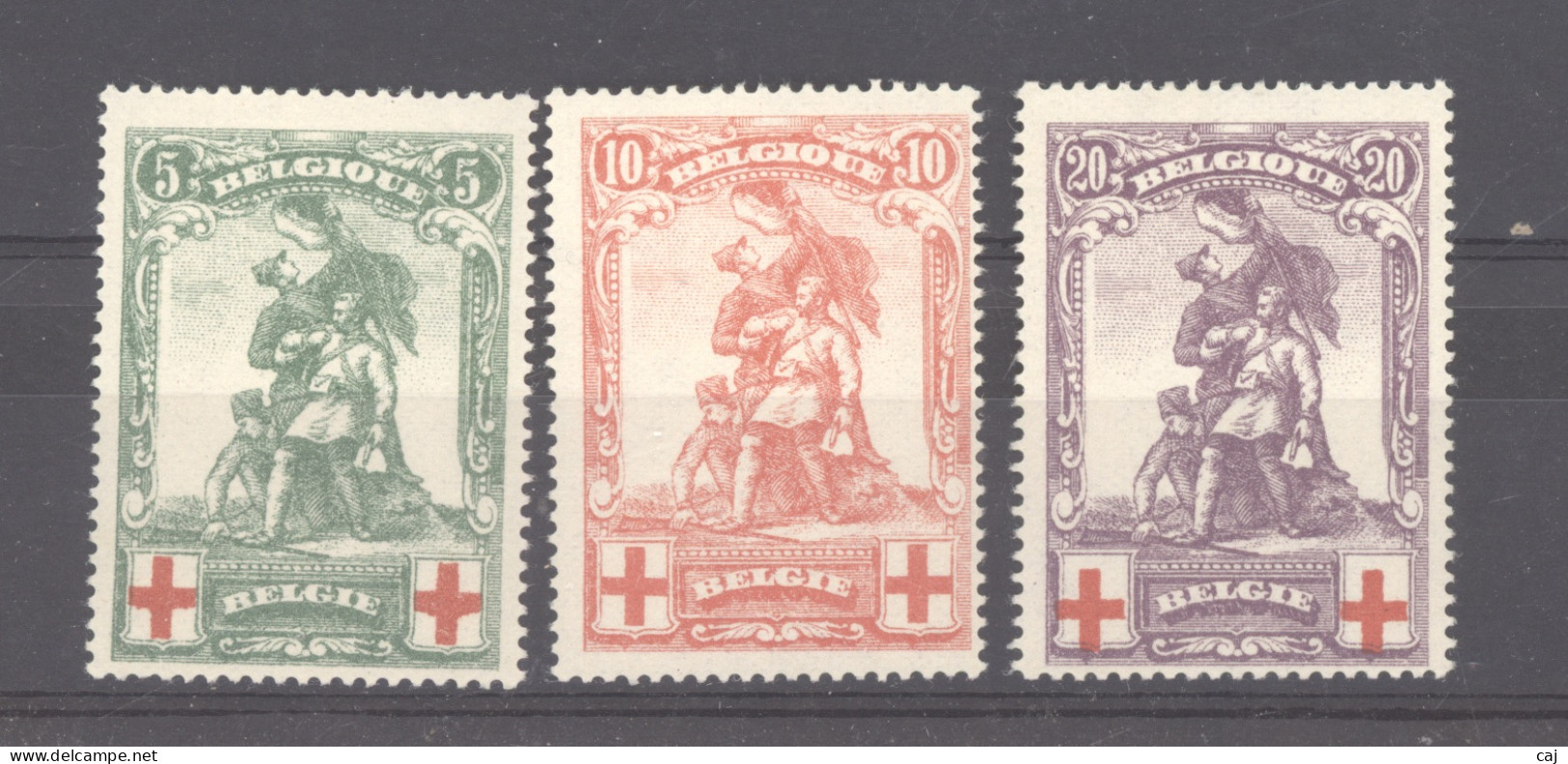 BE 0358  -  Belgique  :  COB 126-28  *  Faux - 1914-1915 Red Cross