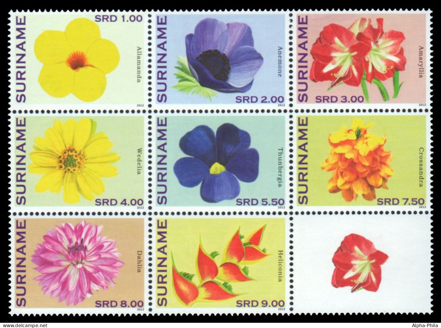 Surinam 2012 - Mi-Nr. 2559-2566 ** - MNH - Blumen / Flowers (I) - Suriname