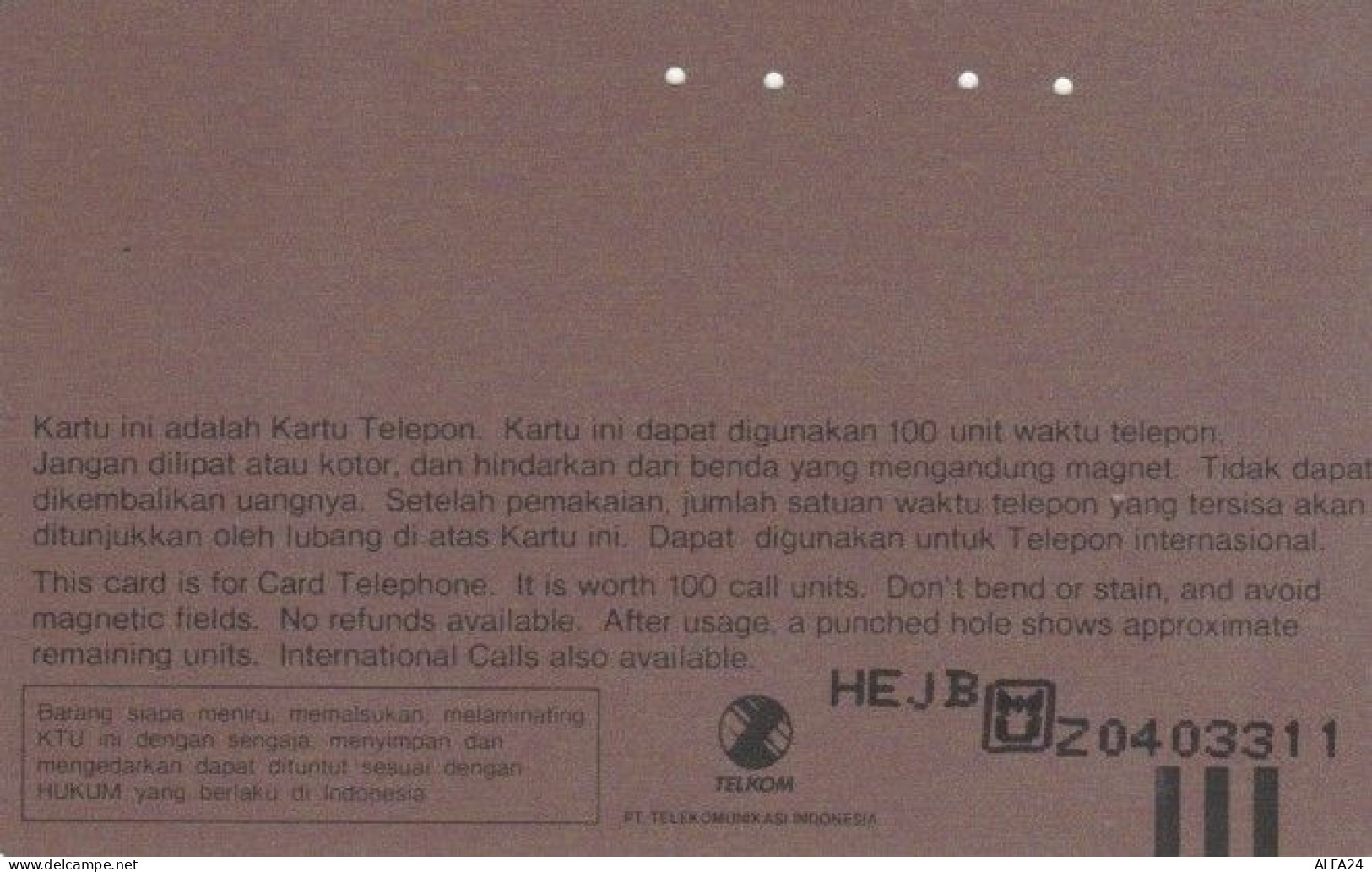 PHONE CARD INDONESIA (E58.15.5 - Indonésie