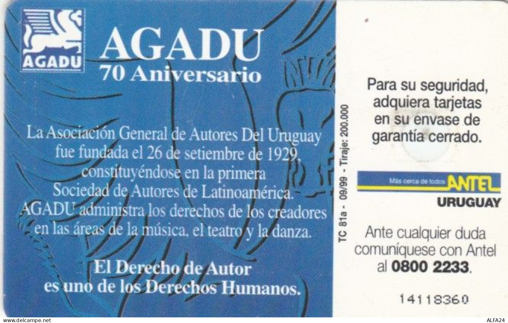 PHONE CARD URUGUAY (E58.10.4 - Uruguay