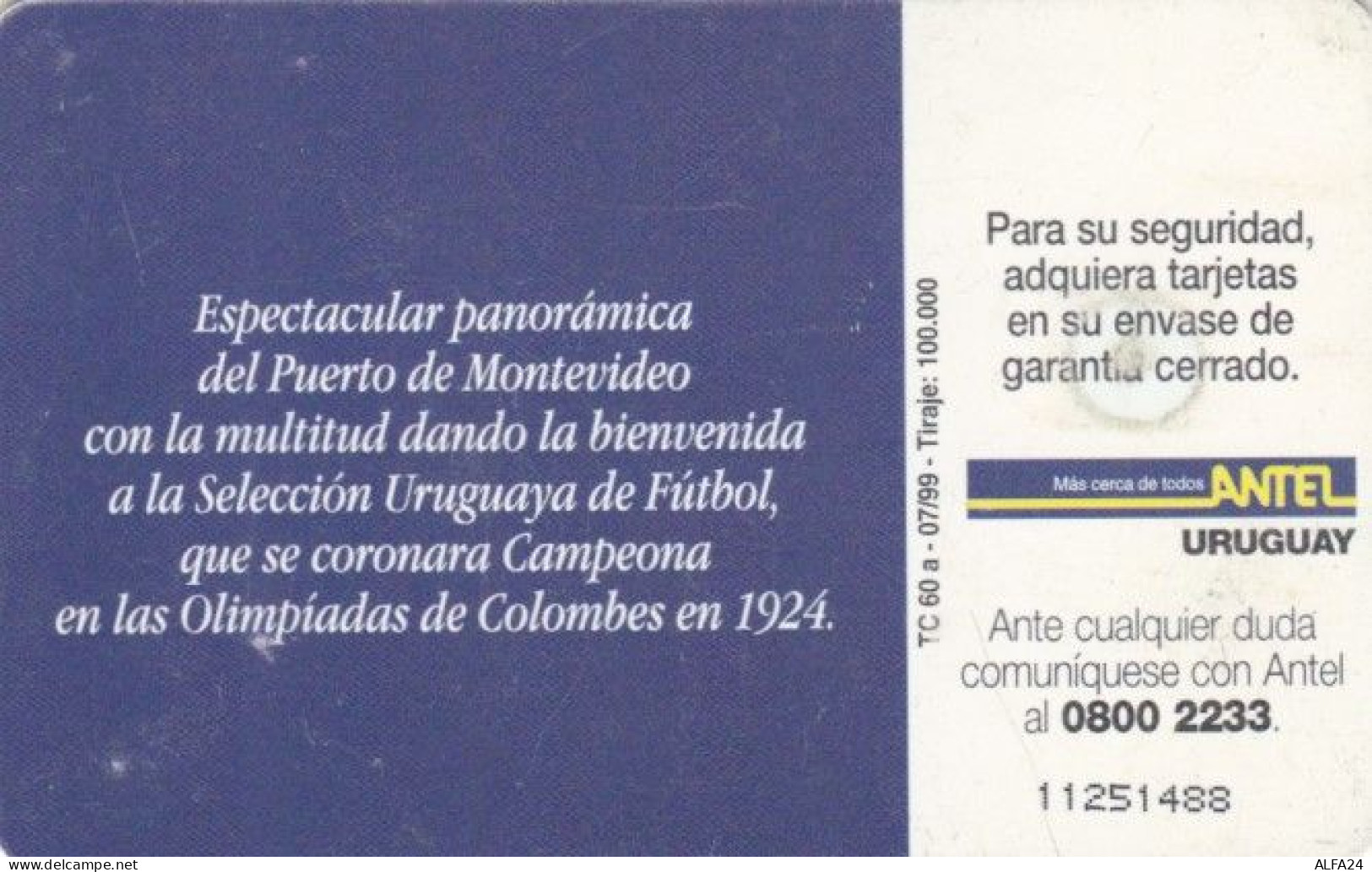 PHONE CARD URUGUAY (E58.9.8 - Uruguay