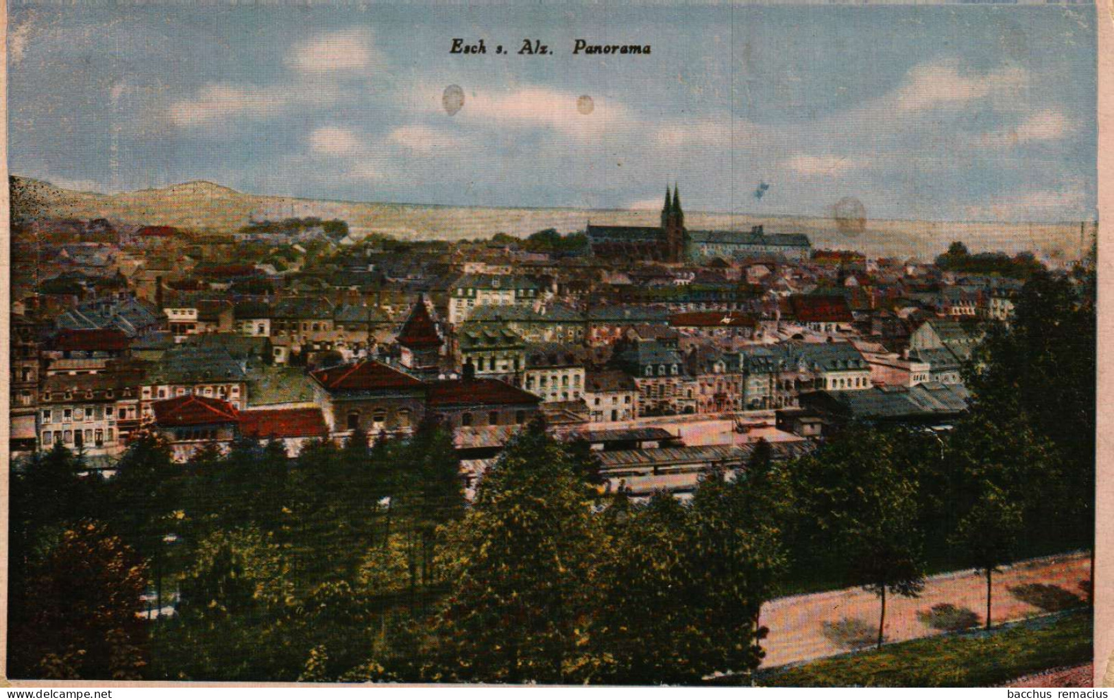 ESCH-SUR-ALZETTE - Panorama - Beau Cachet Postal Touriistique 1936 - Esch-Alzette