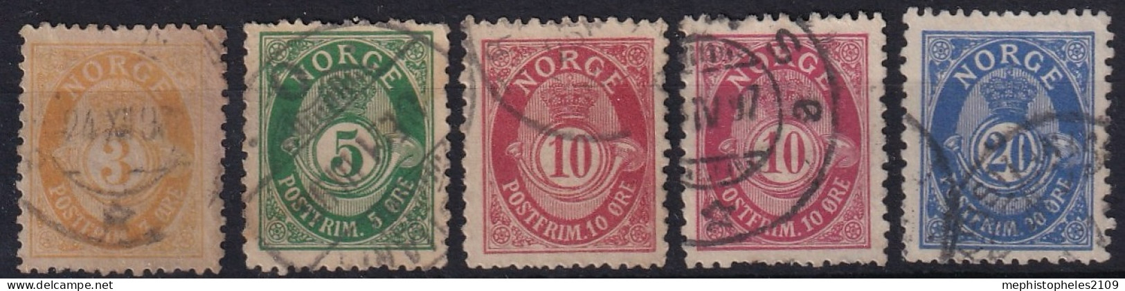 NORWAY 1893-1905 - Cancelerd - Mi 54B, 55B, 56Ba, 56Bb, 57B - Used Stamps
