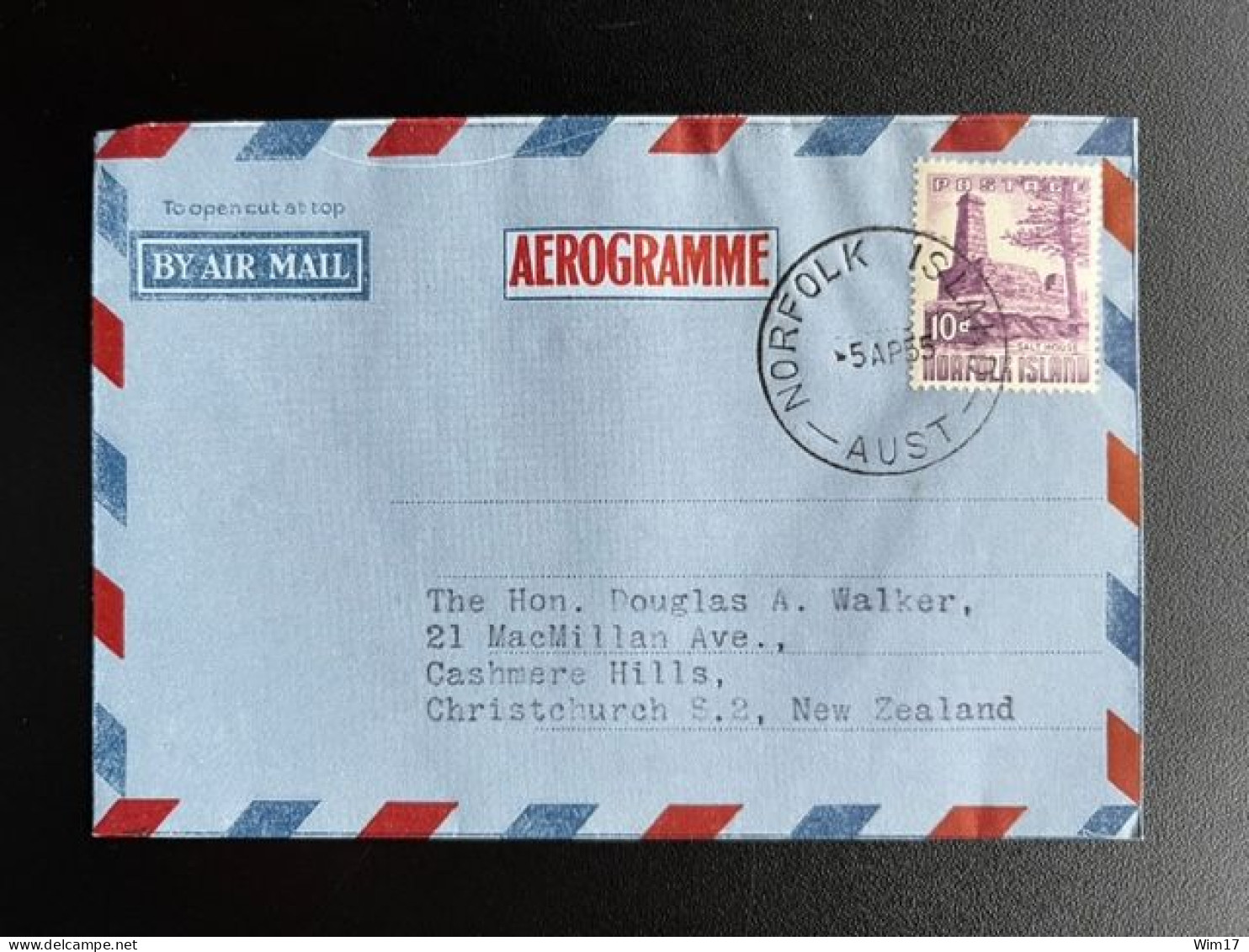 NORFOLK ISLAND 1955 AEROGRAMME TO CHRISTCHURCH NEW ZEALAND 05-04-1555 - Norfolk Island
